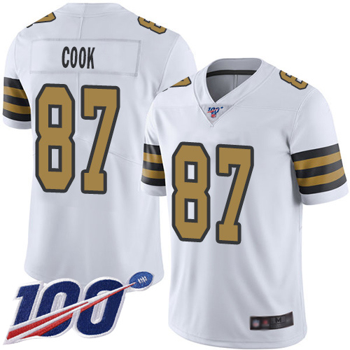 Men New Orleans Saints Limited White Jared Cook Jersey NFL Football #87 100th Season Rush Vapor Untouchable Jersey
